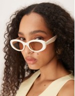 oval sunglasses in milky white