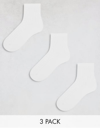 Bella 3-pack ribbed socks in white