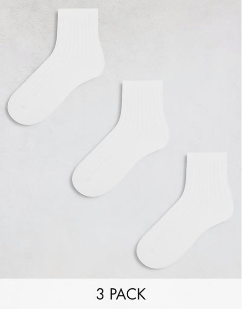 Bella 3-pack ribbed socks in white