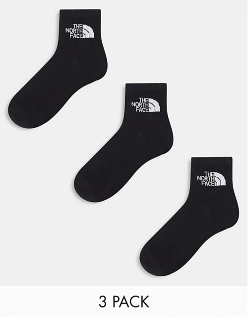 Simple Dome 3 pack logo ankle socks in black
