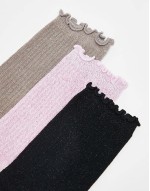 3 pack glitter sock with frill edge in multi