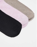 3 pack glitter sock with frill edge in multi