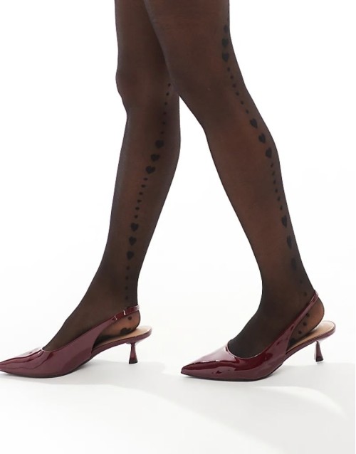 mini heart placement detail tight in black