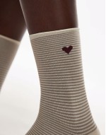 stripe socks with heart motif in black