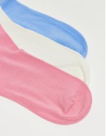 3 pack logo cotton socks in blue white pink