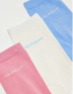3 pack logo cotton socks in blue white pink