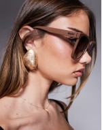 Quay wide awake oversized square sunglasses in coffee brown