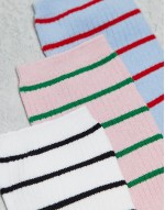 Cotton On 3 pack stripe waffle crew sock