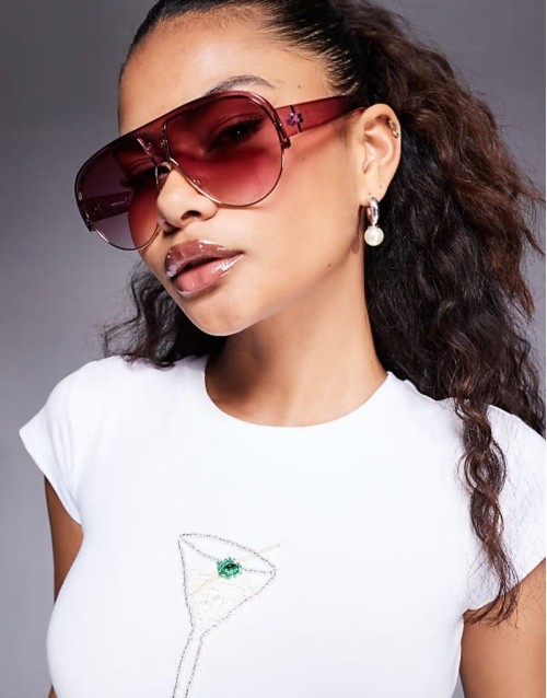 oversized aviator sunglasses in pink