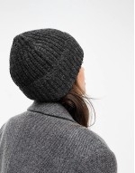 chunky knit beanie in charcoal