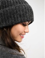 chunky knit beanie in charcoal