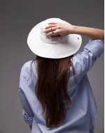 drawstring safari style sunset bucket hat in white