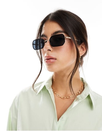 retro black lense sunglasses in gold