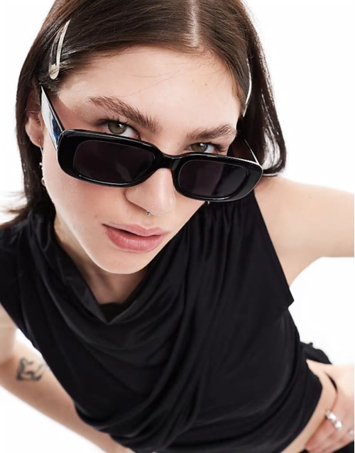 small rectangle sunglasses in black