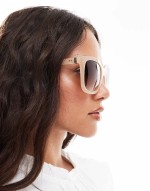 chunky frame sunglasses in mink