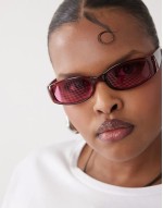 slim square wrap sunglasses in red