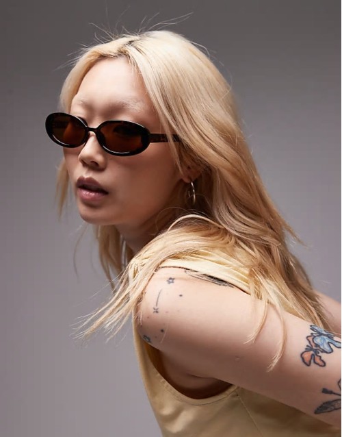 Kos oval sunglasses in brown tort