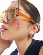 whirlpool aviator sunglasses in vintage tort with green lens