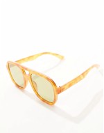 whirlpool aviator sunglasses in vintage tort with green lens