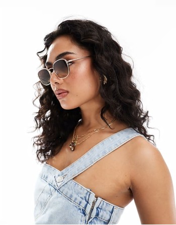 Hello round metal frame sunglasses in matte gold