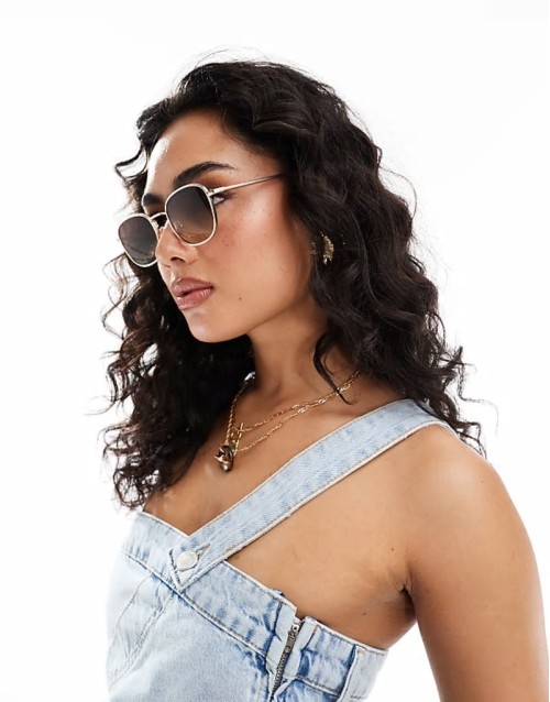 Hello round metal frame sunglasses in matte gold