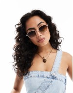 Hello round metal frame sunglasses in matte gold