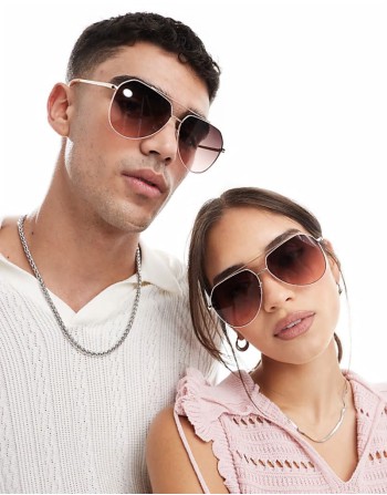 aces up metal aviator sunglasses in pink and gold