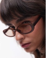 slim oval-frame sunglasses in brown