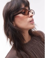 slim oval-frame sunglasses in brown