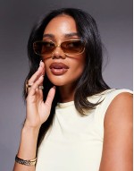 Quay vibe check slim rectangular sunglasses in crystal yellow