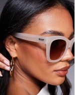 Quay after hours cat eye sunglasses in milky white with brown lens
