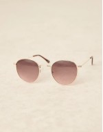 metal round sunglasses with gradient pink lens in gold