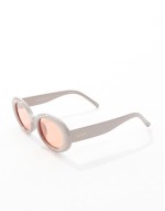 Epsilon oval sunglasses with pink lens in taupe