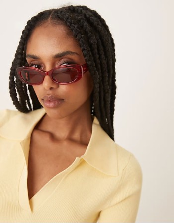 Cali slim rectangle sunglasses in ruby