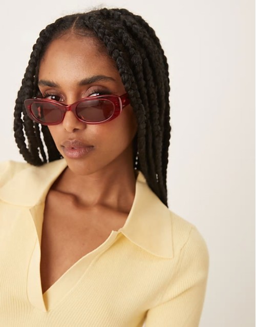 Cali slim rectangle sunglasses in ruby