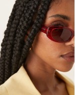 Cali slim rectangle sunglasses in ruby