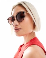 New round sunglasses in brown