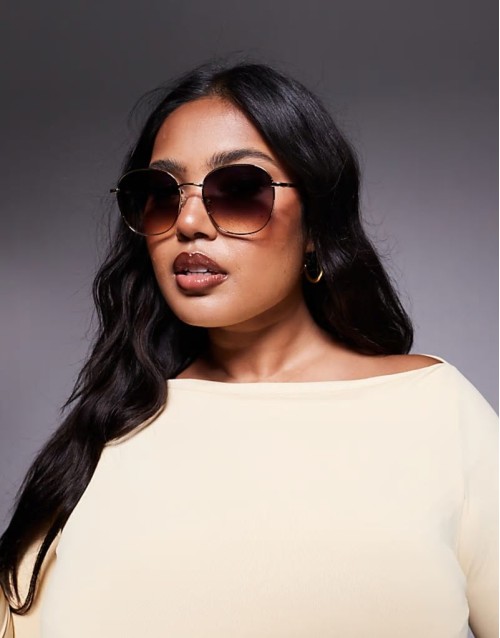 Quay jezabell round metal sunglasses in purple and orange gradient lens