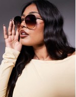 Quay jezabell round metal sunglasses in purple and orange gradient lens