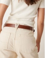 classic croc detail square buckle belt in brown