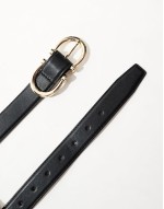 waist and hip jeans belt with double half moon buckle in black