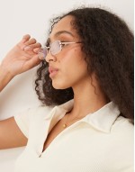 metal square clear lens glasses in shiny gold with tort tips