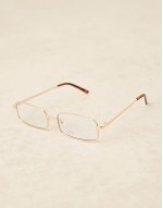 metal square clear lens glasses in shiny gold with tort tips